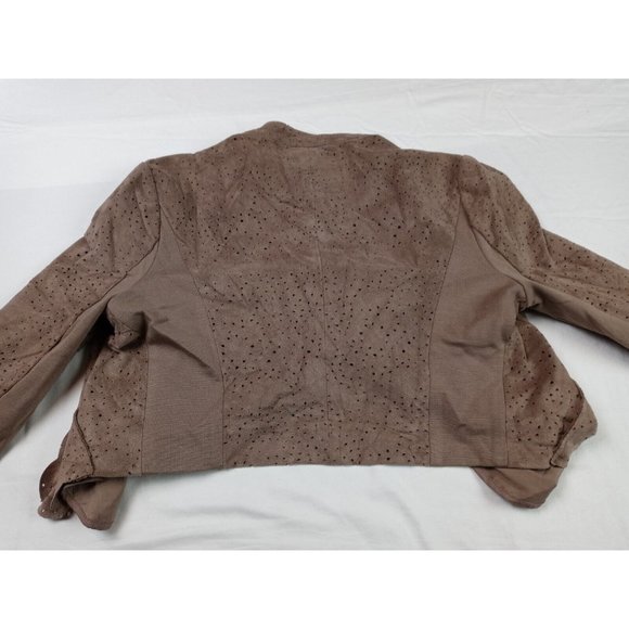 BCBG MAXAZRIA WOMEN SZ S ZIP FRONT DESIMETRICO 3/4 SLEEVE HOLE PUNCHED FABRIC - Picture 12 of 16